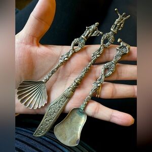 Vintage Ugo Bellini Montagnani Italy Ornate Silver-Plated Figural Flatware Set